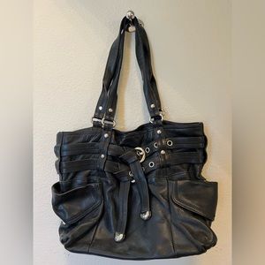 B. Makowski black leather handbag